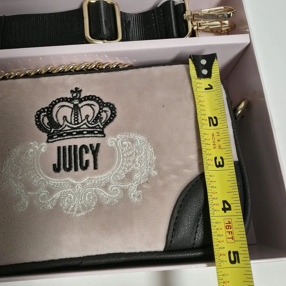 New Juicy Couture Heritage Crossbody W/ Strap & Card Case Black Gift Set Y2K